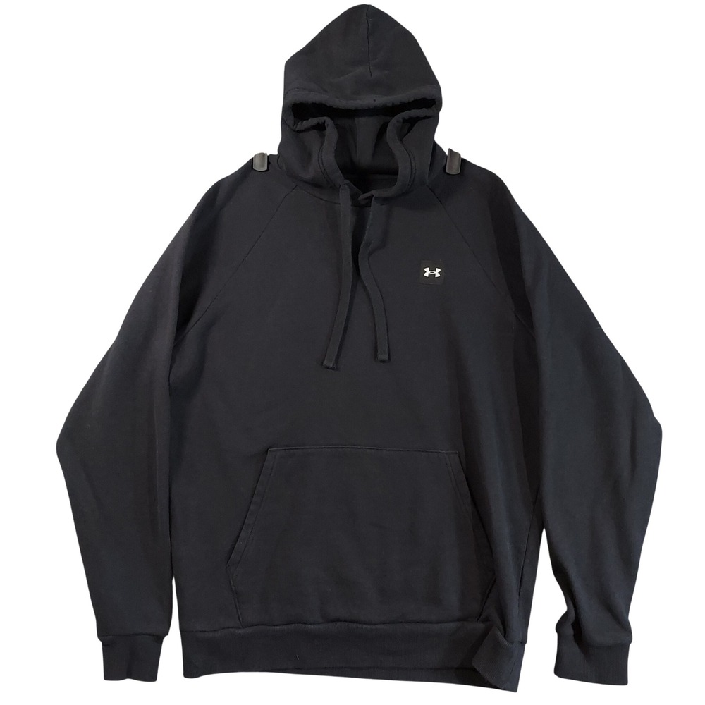 Under Armour Hoodie Mens L Black Pullover Logo Athletic Sweatshirt 12811